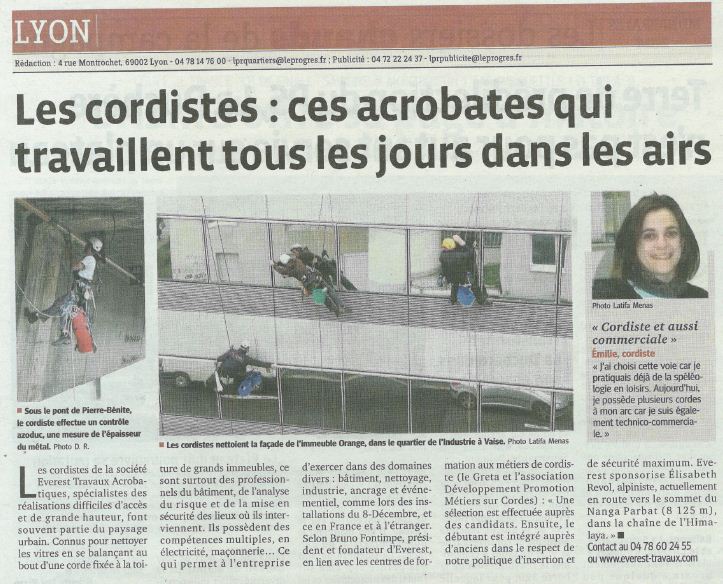 article Le Progrès Everest, Ces acrobates qui travaillent tous les jours dans les airs